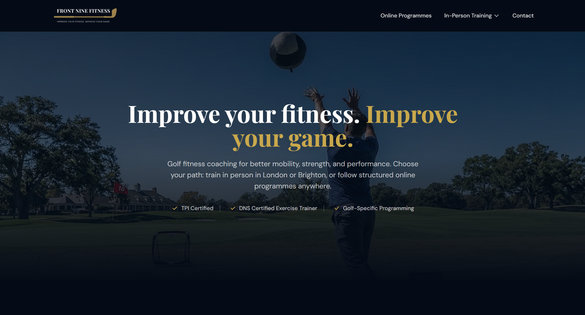 Front Nine Fitness homepage