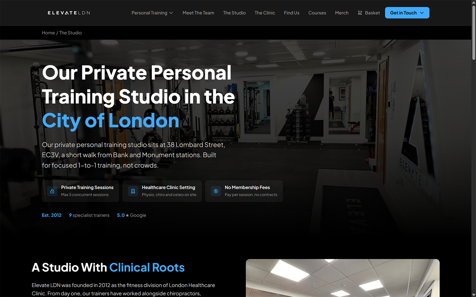 The Elevate LDN homepage